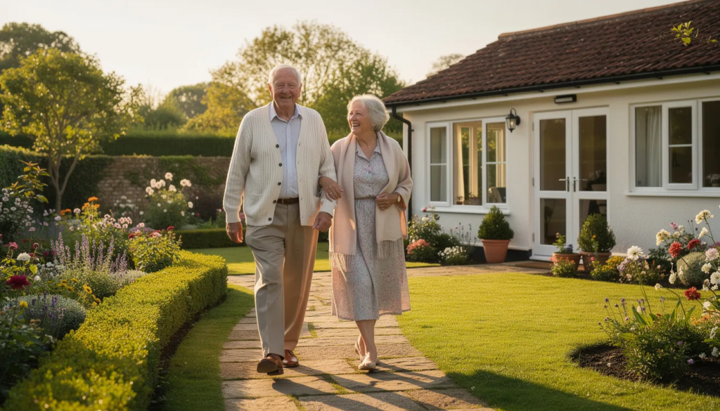 this is an image of an older couple considering equity release options.