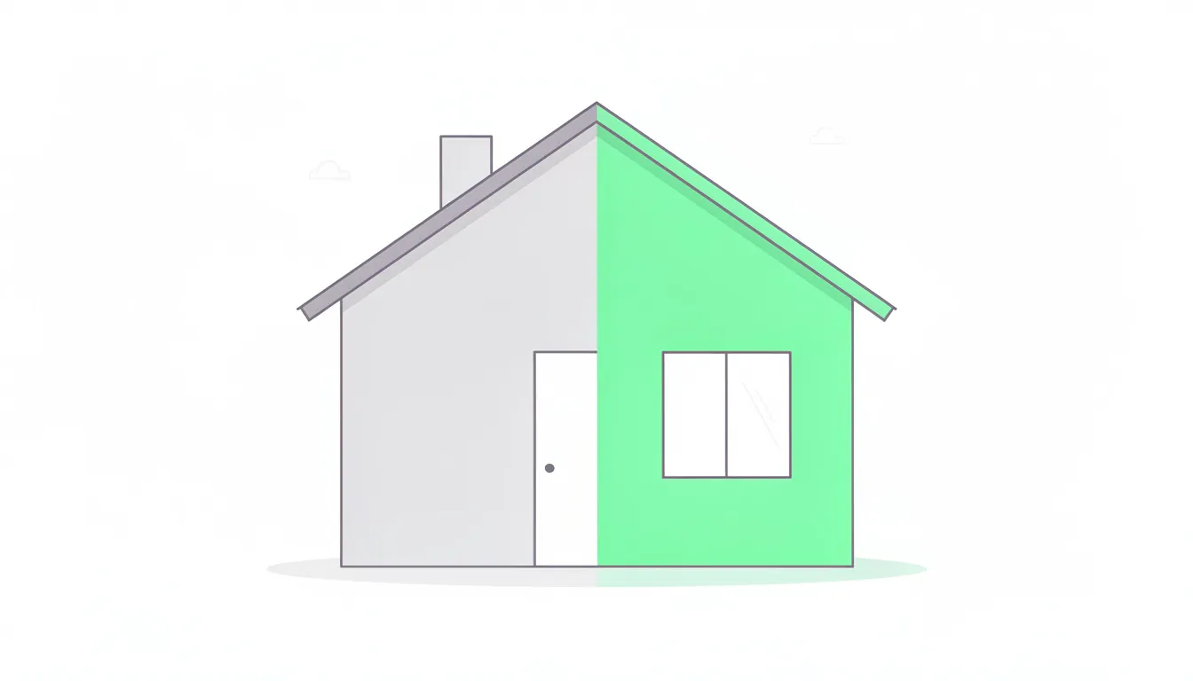The image depicts a simple illustration of a house with one section highlighted, symbolizing partial ownership, which relates to concepts like equity release and home reversion plans. This visual representation emphasizes the idea of releasing equity from a property, showcasing the potential for financial benefits in later life.