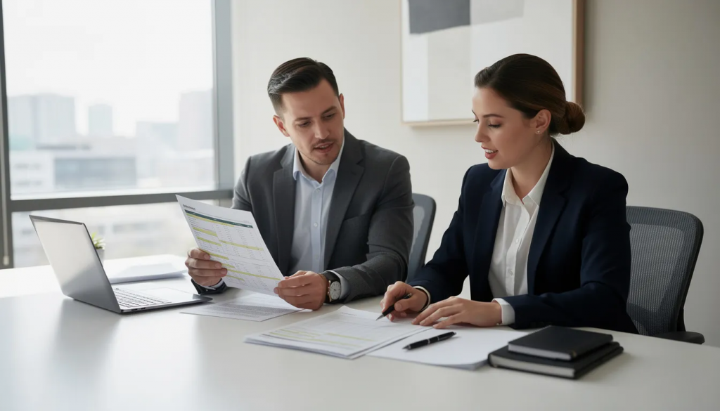 image of a broker at fox davidson discussing a help to buy remortgage with a bristol client.