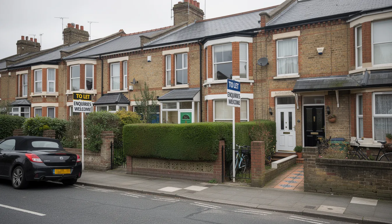 Row of terraced investment properties on a typical UK residential street, ideal for buy-to-let portfolios.